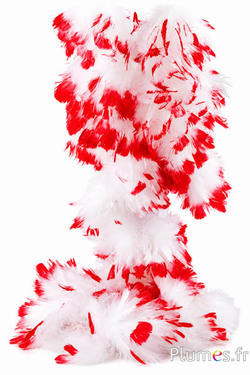 Frangia tacchino - lung. piume 10 cm - bianco punta rossa